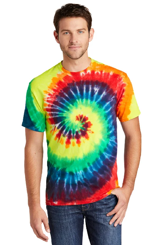 Weekend Savings Delight Port & Company Mens Tie-Dye Short Sleeve Crewneck T-Shirt - Rainbow