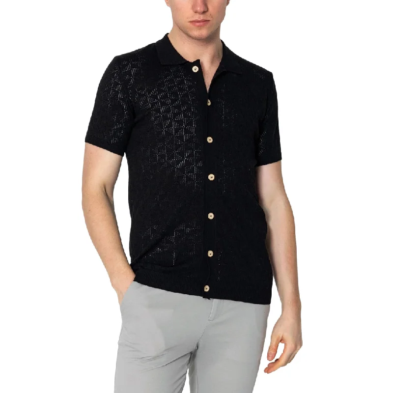 The Best Prices RNT23 Geometric crochet polo shirt black