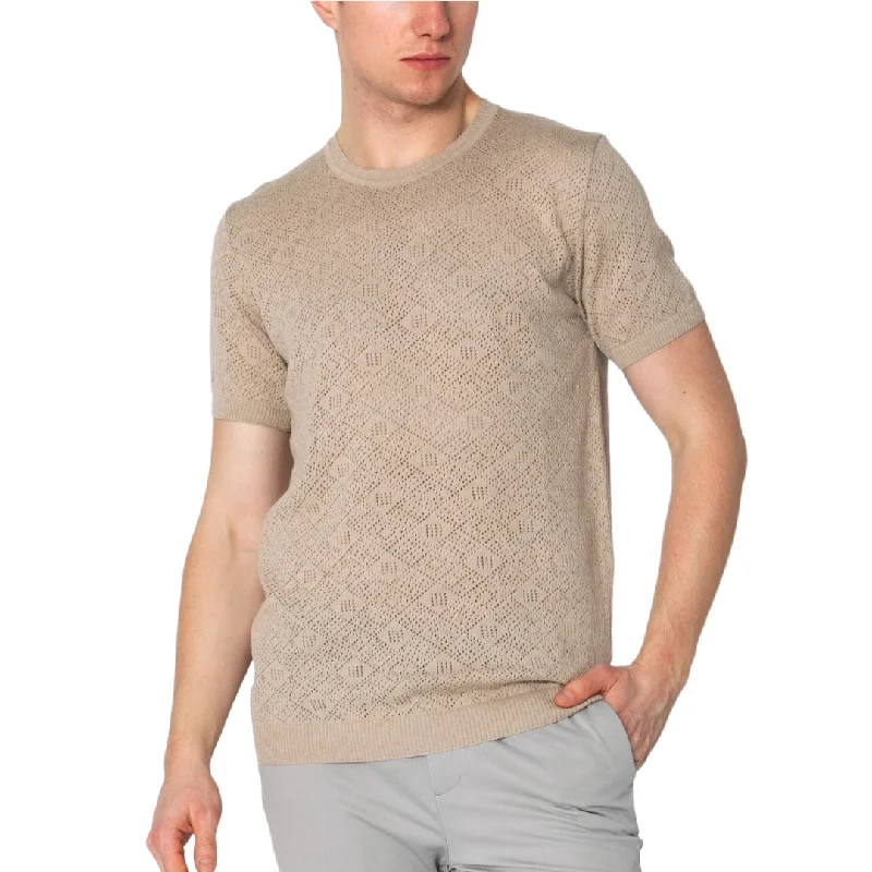 Price Drop RNT23 Geometric crochet t-shirt stone