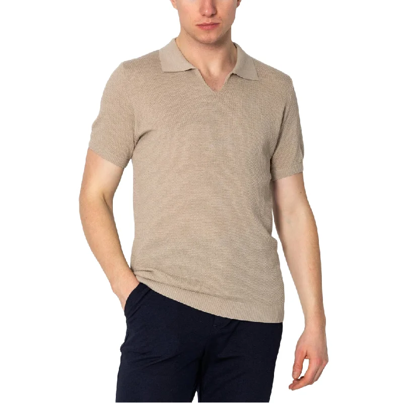 New Deal RNT23 jersey knit polo shirt stone