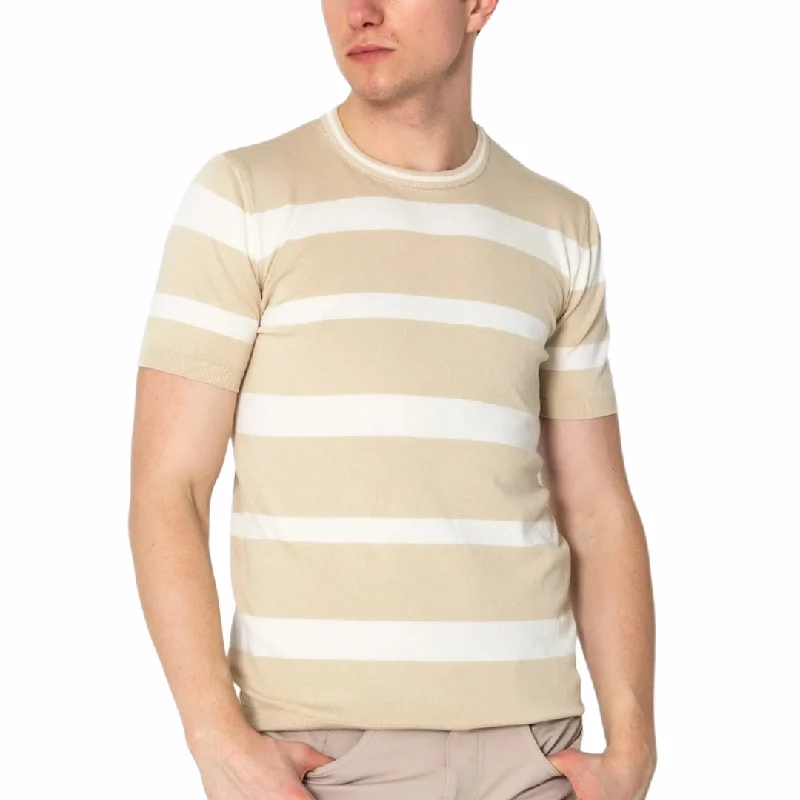 Top Pick RNT23 Striped knit t-shirt beige
