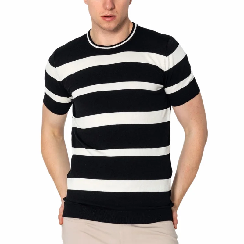 Time-Sensitive RNT23 Striped knit t-shirt black