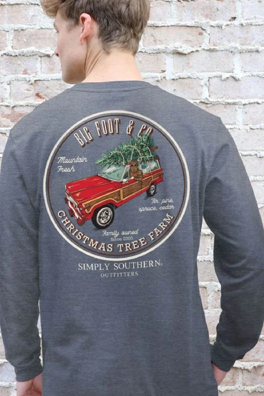 Factory Direct Sale Simply Southern Long Sleeve Big Foot Christmas Tree T-Shirt for Men in Charcoal Grey | MN-LS-TREE-CHARCOALHTHR Factory Direct Sale Simply Southern Long Sleeve Big Foot Christmas Tree T-Shirt for Men in Charcoal Grey | MN-LS-TREE-CHARCOALHTHR