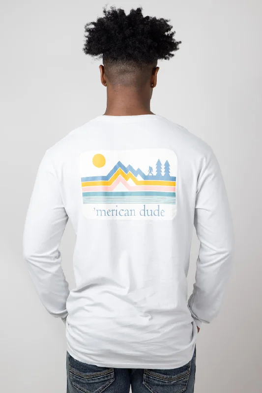 Today Only Simply Southern Long Sleeve ‘Merican Dude T-Shirt for Men in White | MN-LS-MDLOGO-WHITEWATER Today Only Simply Southern Long Sleeve ‘Merican Dude T-Shirt for Men in White | MN-LS-MDLOGO-WHITEWATER