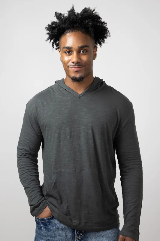 Customer Appreciation Sale Slub Pullover Hoodie T-Shirt for Men in Charcoal | 8705-CHARCOAL Customer Appreciation Sale Slub Pullover Hoodie T-Shirt for Men in Charcoal | 8705-CHARCOAL