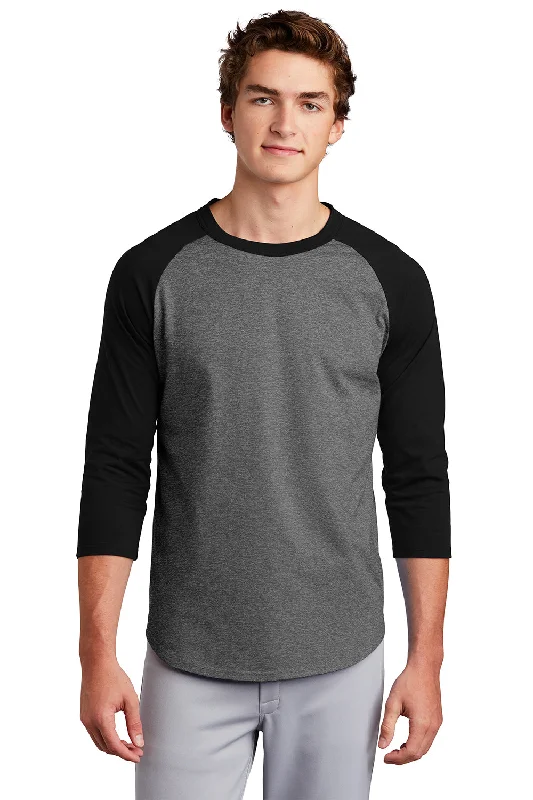 Low Prices Sport-Tek Mens 3/4 Sleeve Crewneck T-Shirt - Heather Dark Grey/Black