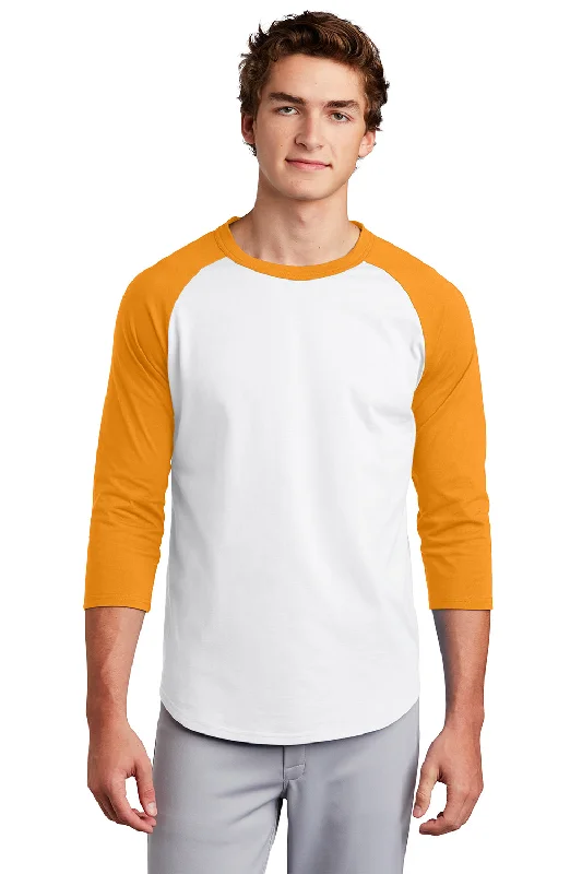 Today's Special Sport-Tek Mens 3/4 Sleeve Crewneck T-Shirt - White/Gold