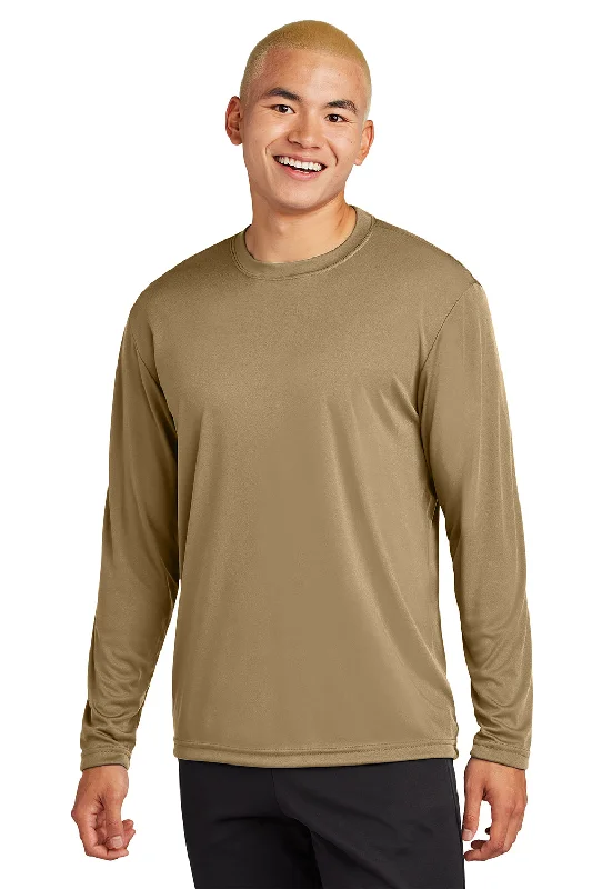 Deal Explosion Sport-Tek Mens Competitor Moisture Wicking Long Sleeve Crewneck T-Shirt - Coyote Brown