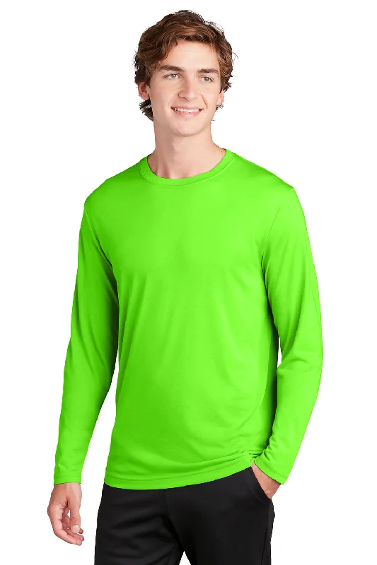 Daily Deals Sport-Tek Mens Competitor Moisture Wicking Long Sleeve Crewneck T-Shirt - Neon Green