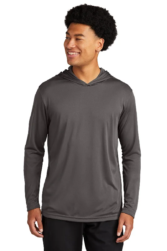Online Specials Sport-Tek Mens Competitor Moisture Wicking Long Sleeve Hooded T-Shirt Hoodie - Iron Grey