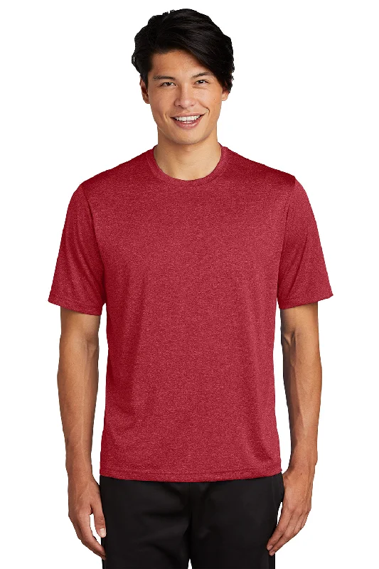 Super Deal Sport-Tek Mens Contender Heather Moisture Wicking Short Sleeve Crewneck T-Shirt - Heather Scarlet Red Super Deal Sport-Tek Mens Contender Heather Moisture Wicking Short Sleeve Crewneck T-Shirt - Heather Scarlet Red