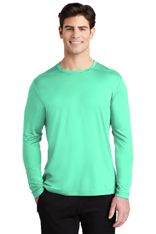 Exclusive Savings Sport-Tek Mens Moisture Wicking Long Sleeve Crewneck T-Shirt - Bright Seafoam Green Exclusive Savings Sport-Tek Mens Moisture Wicking Long Sleeve Crewneck T-Shirt - Bright Seafoam Green