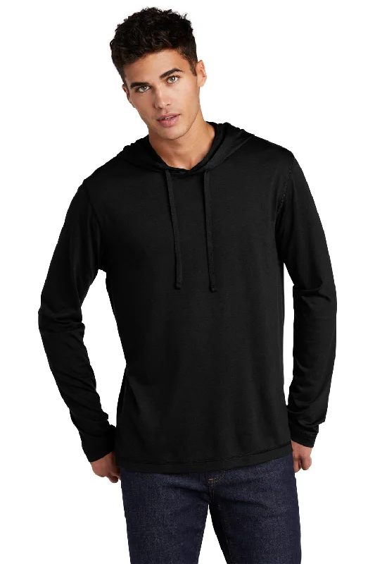 Savings Galore Sport-Tek Mens Moisture Wicking Long Sleeve Hooded T-Shirt Hoodie - Black
