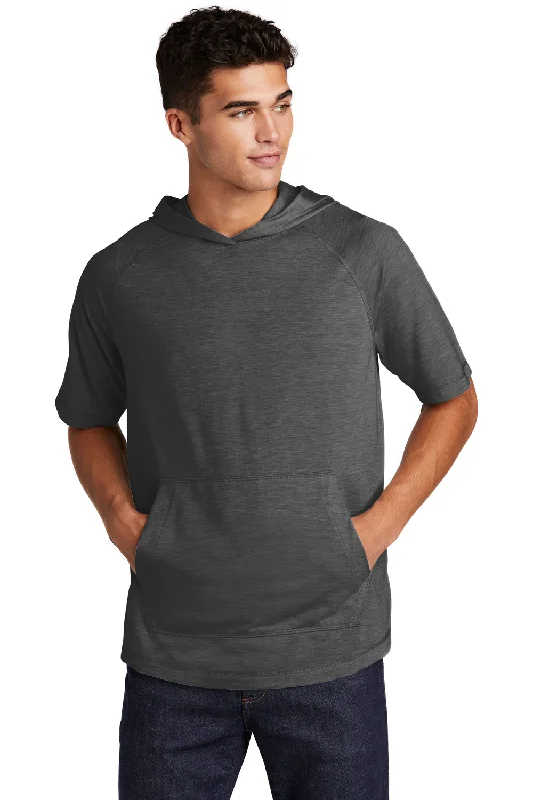 Weekend Savings Extravaganza Sport-Tek Mens Moisture Wicking Short Sleeve Hooded T-Shirt Hoodie - Heather Dark Grey Weekend Savings Extravaganza Sport-Tek Mens Moisture Wicking Short Sleeve Hooded T-Shirt Hoodie - Heather Dark Grey