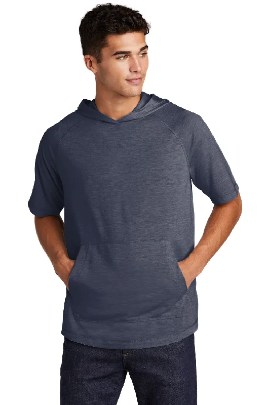 Weekend Deals That Thrill Sport-Tek Mens Moisture Wicking Short Sleeve Hooded T-Shirt Hoodie - Heather True Navy Blue Weekend Deals That Thrill Sport-Tek Mens Moisture Wicking Short Sleeve Hooded T-Shirt Hoodie - Heather True Navy Blue