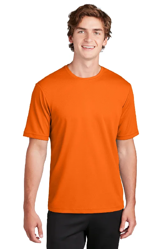 Now or Never Sport-Tek Mens RacerMesh Moisture Wicking Short Sleeve Crewneck T-Shirt - Neon Orange Now or Never Sport-Tek Mens RacerMesh Moisture Wicking Short Sleeve Crewneck T-Shirt - Neon Orange