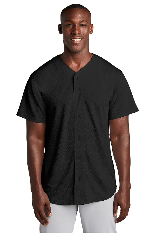 New Markdowns Sport-Tek Mens Tough Mesh Moisture Wicking Short Sleeve Jersey - Black