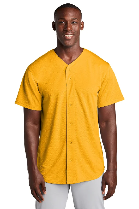 Deep Discounts Sport-Tek Mens Tough Mesh Moisture Wicking Short Sleeve Jersey - Gold
