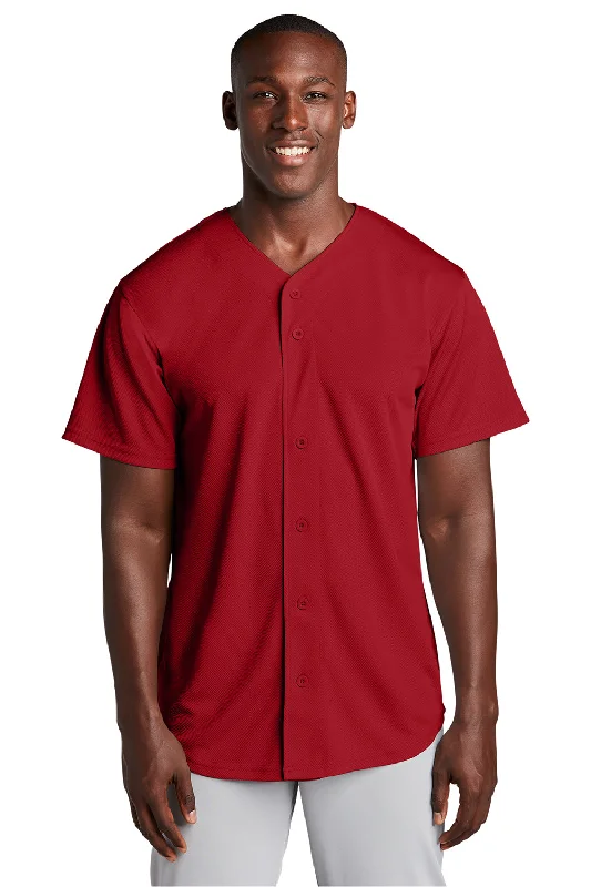Overstock Clearance Sport-Tek Mens Tough Mesh Moisture Wicking Short Sleeve Jersey - True Red