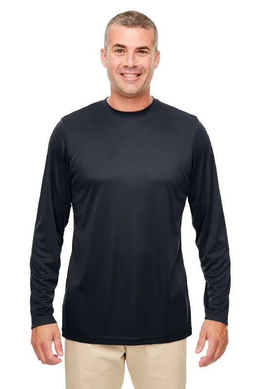 Price Buster UltraClub Mens Cool & Dry Performance Moisture Wicking Long Sleeve Crewneck T-Shirt - Black Price Buster UltraClub Mens Cool & Dry Performance Moisture Wicking Long Sleeve Crewneck T-Shirt - Black