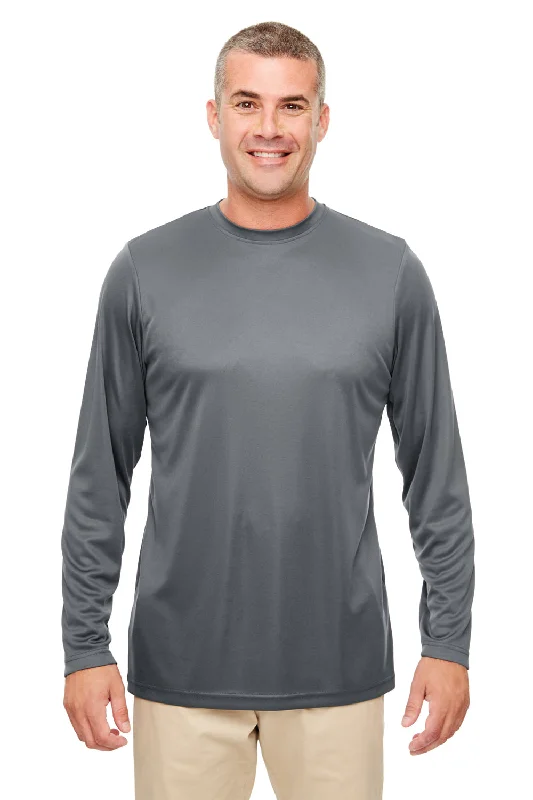 Shop the Weekend Away UltraClub Mens Cool & Dry Performance Moisture Wicking Long Sleeve Crewneck T-Shirt - Charcoal Grey Shop the Weekend Away UltraClub Mens Cool & Dry Performance Moisture Wicking Long Sleeve Crewneck T-Shirt - Charcoal Grey