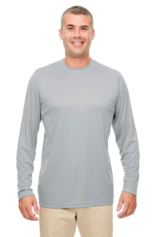 Massive Savings UltraClub Mens Cool & Dry Performance Moisture Wicking Long Sleeve Crewneck T-Shirt - Grey Massive Savings UltraClub Mens Cool & Dry Performance Moisture Wicking Long Sleeve Crewneck T-Shirt - Grey