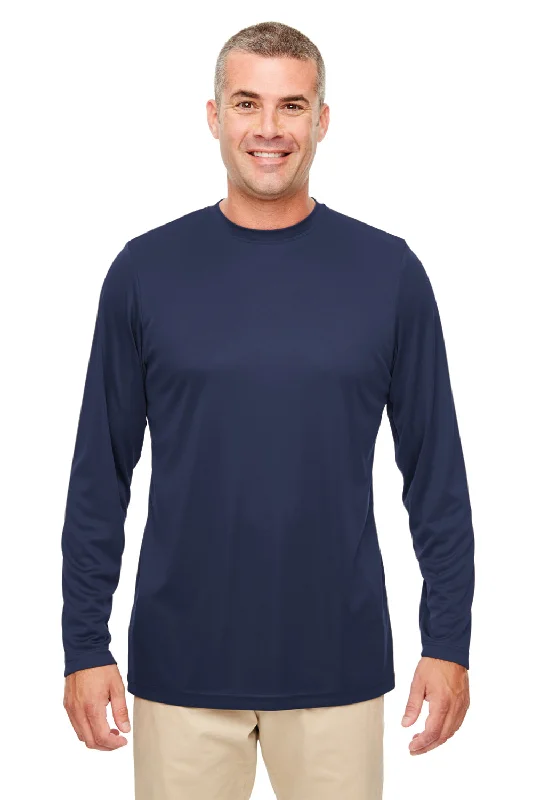Weekend Offers That Delight UltraClub Mens Cool & Dry Performance Moisture Wicking Long Sleeve Crewneck T-Shirt - Navy Blue