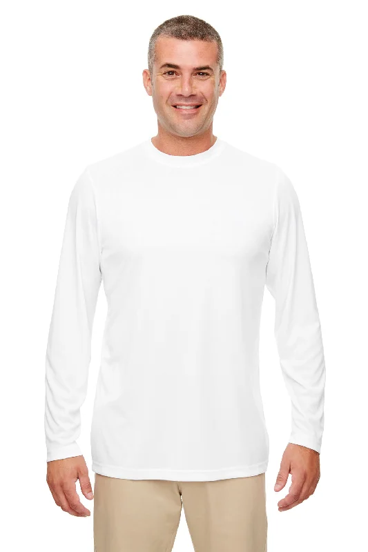 Don't Miss UltraClub Mens Cool & Dry Performance Moisture Wicking Long Sleeve Crewneck T-Shirt - White Don't Miss UltraClub Mens Cool & Dry Performance Moisture Wicking Long Sleeve Crewneck T-Shirt - White