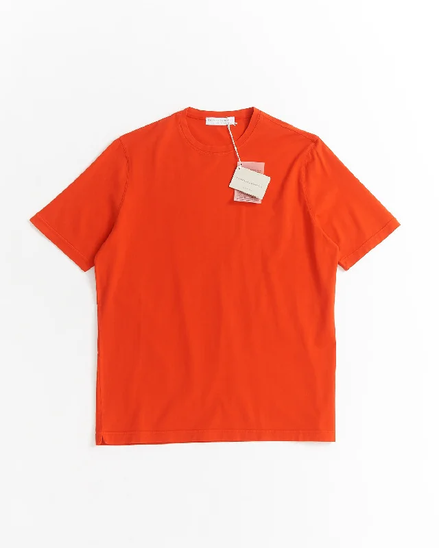 Limited Offer Washed Cotton Crewneck T-Shirt / Red